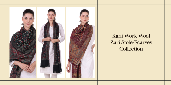 Elegance in Every Thread: The Enchanting Kani Work Wool Zari Stole/Scarves Collection